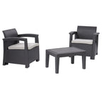 CorLiving Lake Front Ensemble de 3 fauteuils de patio en rotin noir