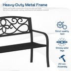 Panchina da Esterno per Patio e Giardino con Struttura in Metallo e Schienale Antiruggine - 50 L x 16.3 W x 34 H