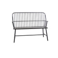 Metal Grill Style High Back Frame Outdoor Bench with Trestle Legs and Armrests - Black - Roche River Decor - 19Wx48Lx38H