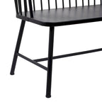 Panca da esterno con schienale alto in metallo stile griglia, gambe a cavalletto e braccioli - Nera - Roche River Decor - 19Lx48Px38A