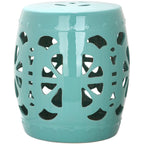 Tabouret de jardin décoratif SAFAVIEH Rivkah Stencil en céramique blanche antique à motifs de fleurs