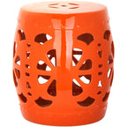 Tabouret de jardin décoratif SAFAVIEH Rivkah Stencil en céramique blanche antique à motifs de fleurs