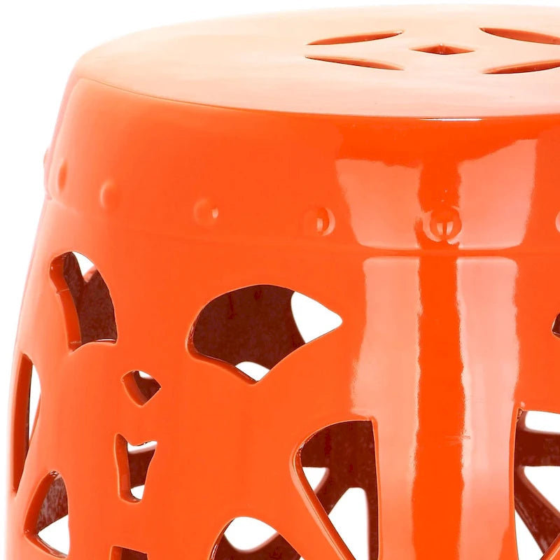 Tabouret de jardin décoratif SAFAVIEH Rivkah Stencil en céramique blanche antique à motifs de fleurs