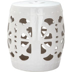 Tabouret de jardin décoratif SAFAVIEH Rivkah Stencil en céramique blanche antique à motifs de fleurs
