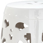 Tabouret de jardin décoratif SAFAVIEH Rivkah Stencil en céramique blanche antique à motifs de fleurs