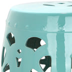 Tabouret de jardin décoratif SAFAVIEH Rivkah Stencil en céramique blanche antique à motifs de fleurs
