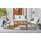 SAFAVIEH Outdoor Tobia 4-Piece Patio Conversation Set - 55W x 30D x 28H