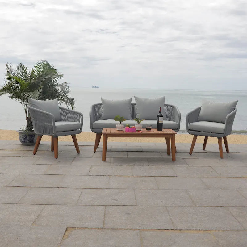 Ensemble de conversation de patio 4 pièces Tobia SAFAVIEH Outdoor - 55L x 30P x 28H