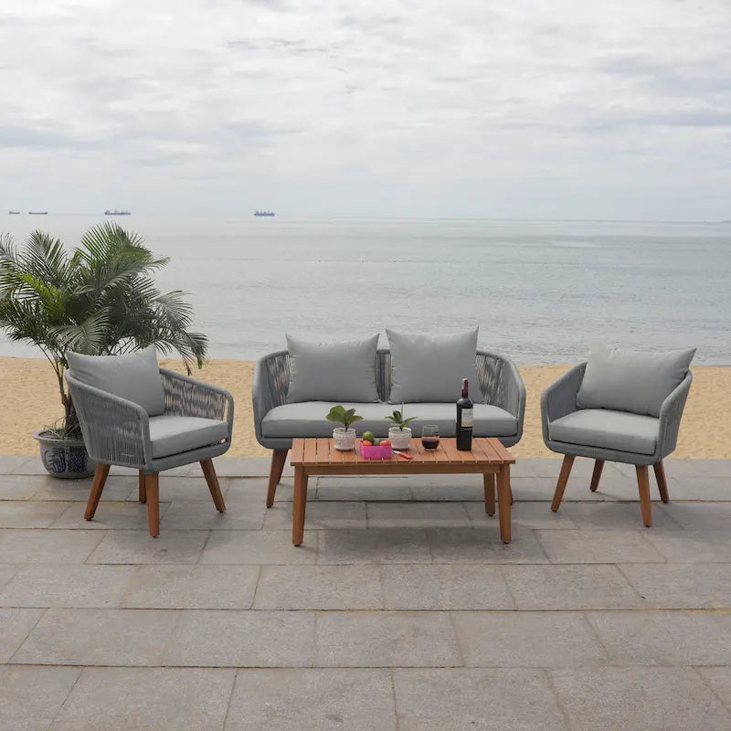 Ensemble de conversation de patio 4 pièces Tobia SAFAVIEH Outdoor - 55L x 30P x 28H