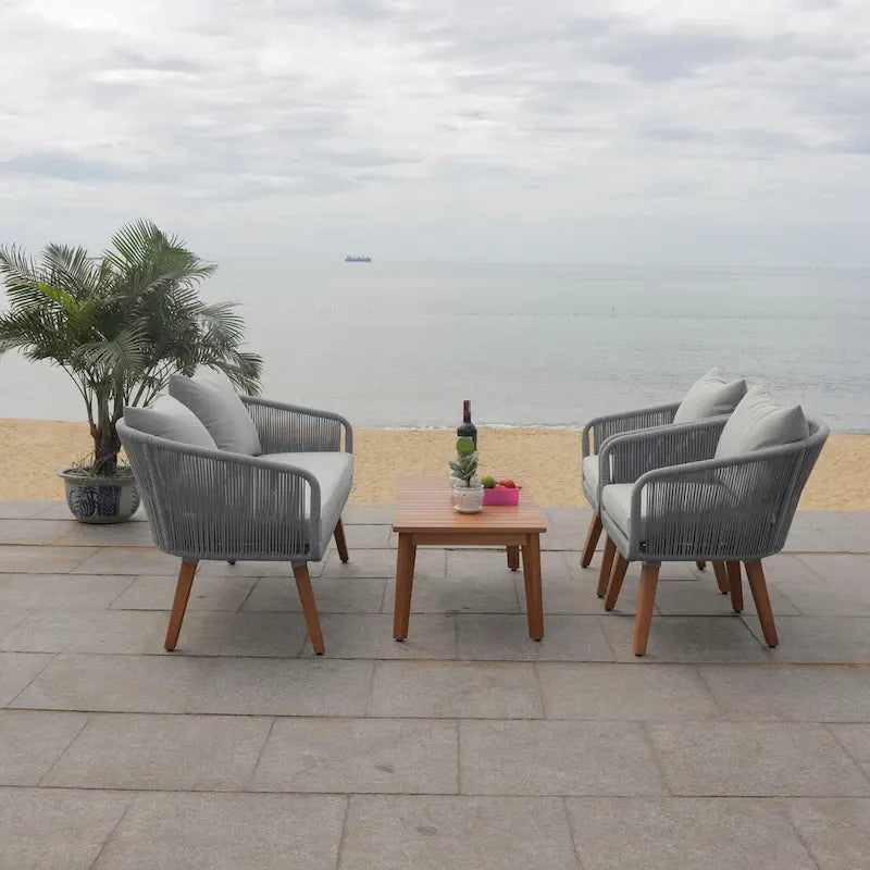 Ensemble de conversation de patio 4 pièces Tobia SAFAVIEH Outdoor - 55L x 30P x 28H