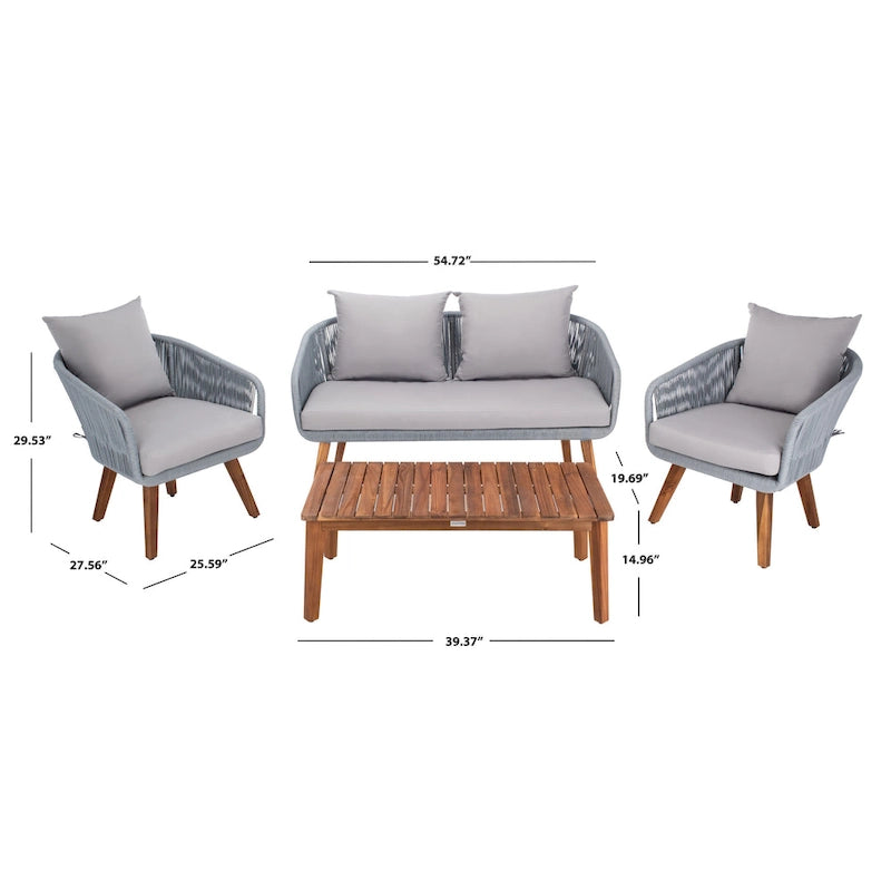 Ensemble de conversation de patio 4 pièces Tobia SAFAVIEH Outdoor - 55L x 30P x 28H