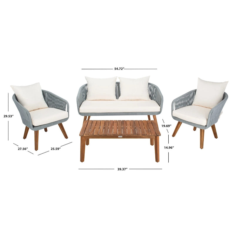 Ensemble de conversation de patio 4 pièces Tobia SAFAVIEH Outdoor - 55L x 30P x 28H