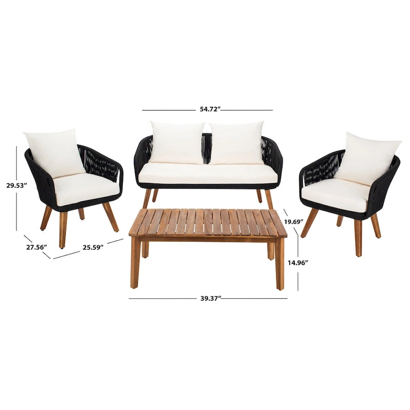 Ensemble de conversation de patio 4 pièces Tobia SAFAVIEH Outdoor - 55L x 30P x 28H