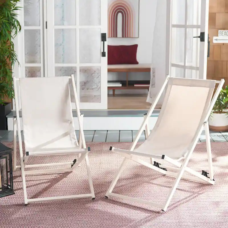 SAFAVIEH Outdoor Malaya Set of 2 Sling Chairs - 36 W x 22 D x 30 H - 36Wx22Dx30H