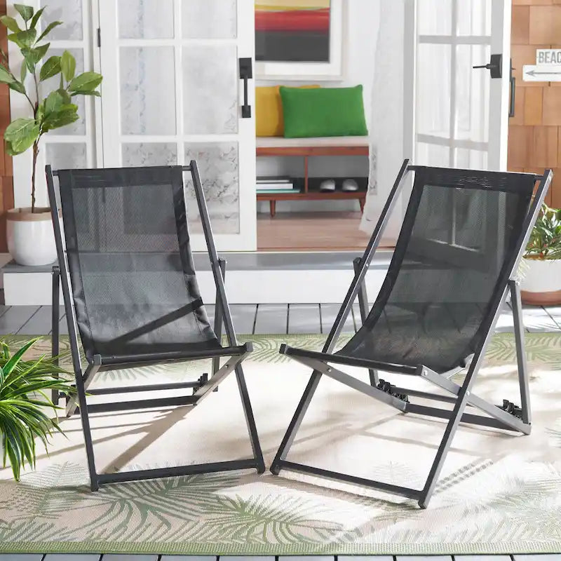 SAFAVIEH Sedie a sdraio da esterno Malaya, set da 2 – 36 L x 22 P x 30 H – 36Lx22Px30H