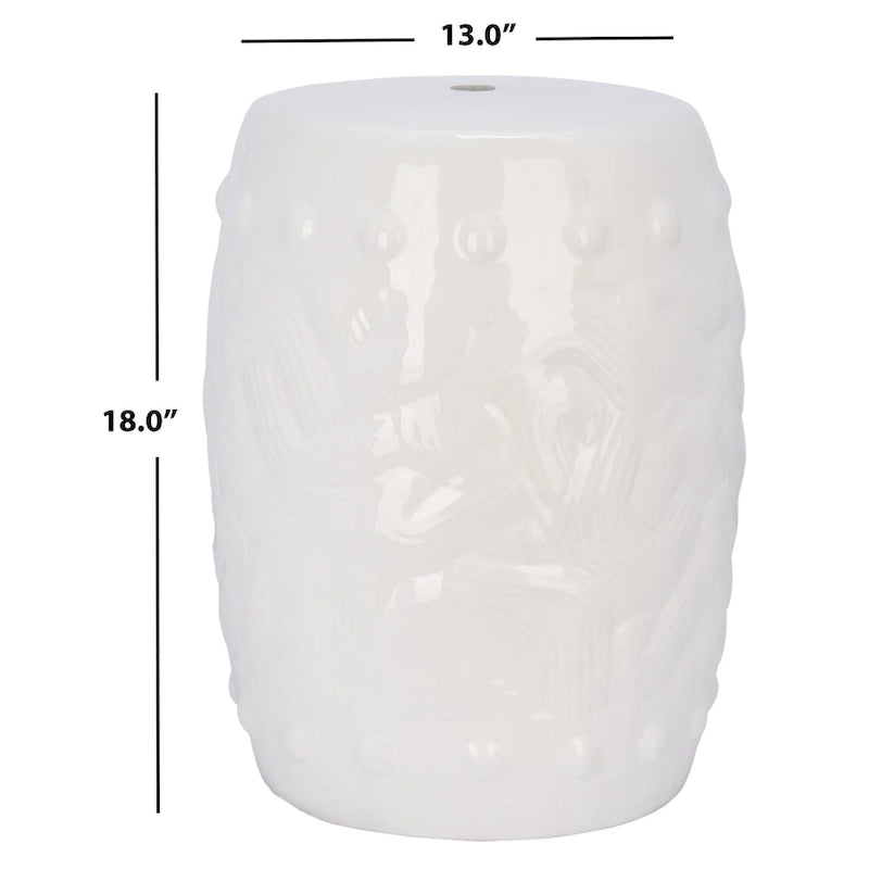 SAFAVIEH Finchen Tabouret décoratif de jardin en céramique ivoire, intérieur/extérieur