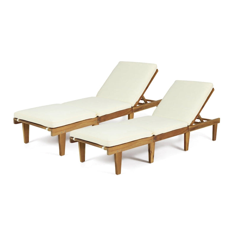 Lettini prendisole da esterno imbottiti in acacia Ariana (set da 2) di Christopher Knight Home