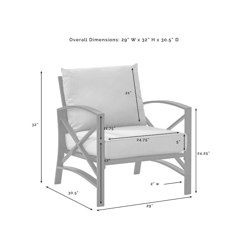 Ensemble de 2 chaises d'extérieur Crosley Kaplan - 72 L x 30,5 P x 32 H