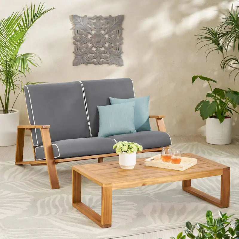 Set divano a due posti da esterni Paloma in legno di acacia di Christopher Knight Home