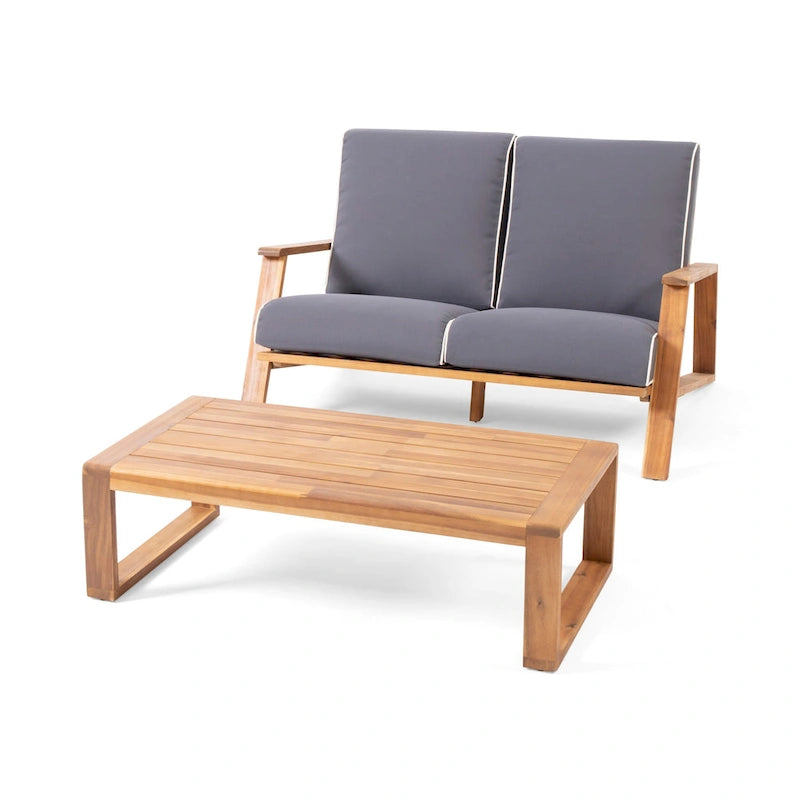 Set divano a due posti da esterni Paloma in legno di acacia di Christopher Knight Home