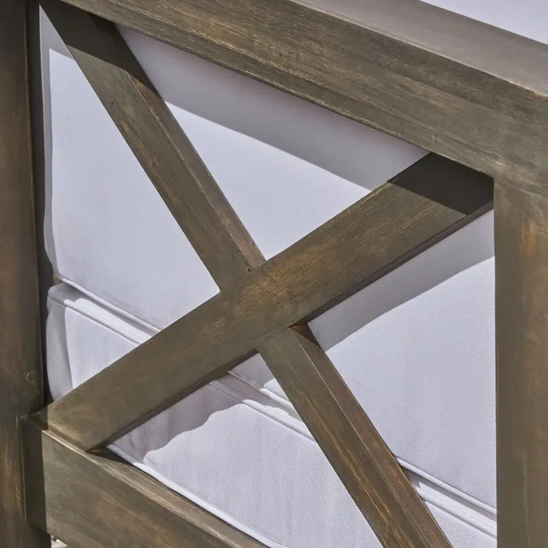 Divano componibile a U da esterno a 10 posti in legno di acacia Comores con braciere di Christopher Knight Home