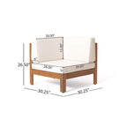 Divano componibile a U da esterno a 10 posti in legno di acacia Comores con braciere di Christopher Knight Home