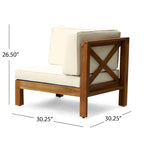 Divano componibile a U da esterno a 10 posti in legno di acacia Comores con braciere di Christopher Knight Home