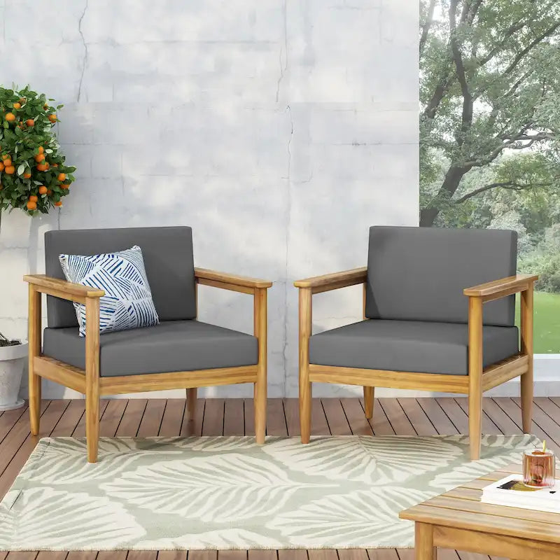Poltrona Magnolia da esterno in legno di acacia (set da 2) di Christopher Knight Home