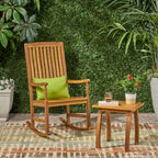 Christopher Knight Home Arcadia Outdoor Acacia Wood Rocking Chair and Side Table Set
