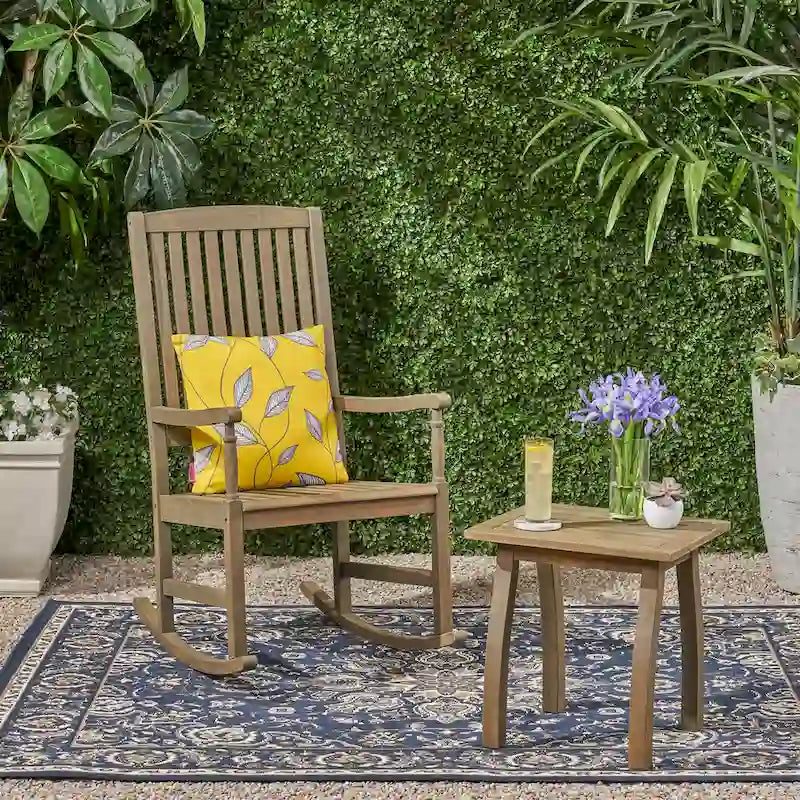 Set Sedia a Dondolo e Tavolino Christopher Knight Home Arcadia in Legno di Acacia per Esterni
