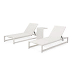 Set di due chaise longue da esterno Modesta in alluminio con tavolino a C di Christopher Knight Home