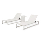 Set di due chaise longue da esterno Modesta in alluminio con tavolino a C di Christopher Knight Home