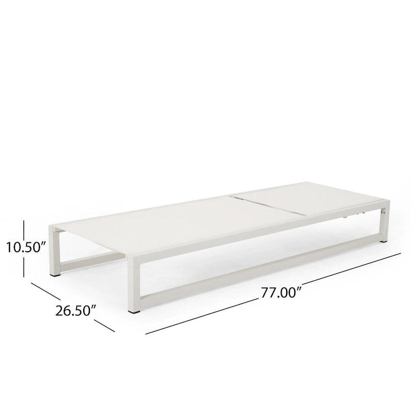 Set di due chaise longue da esterno Modesta in alluminio con tavolino a C di Christopher Knight Home