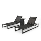Set di due chaise longue da esterno Modesta in alluminio con tavolino a C di Christopher Knight Home