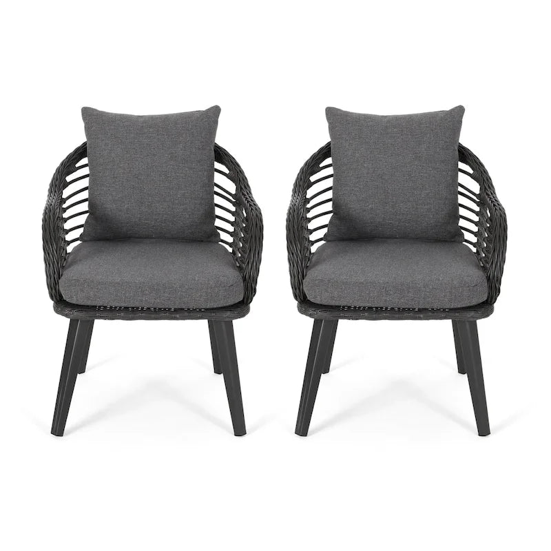Poltrone Club da Esterno Tatiana in Vimini con Cuscini (Set di 2) di Christopher Knight Home