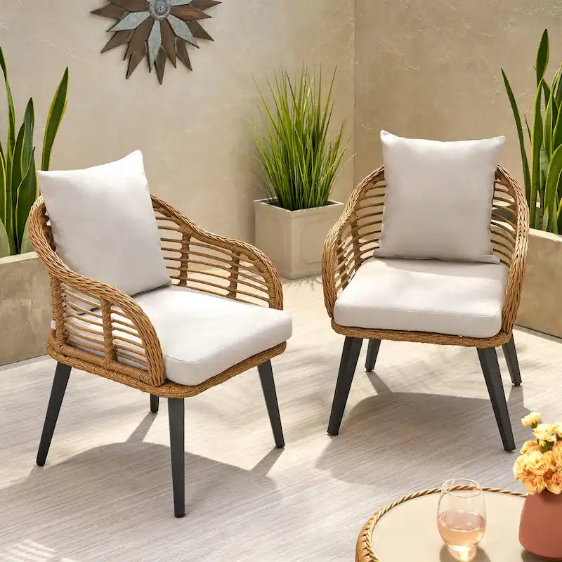 Poltrone Club da Esterno Tatiana in Vimini con Cuscini (Set di 2) di Christopher Knight Home