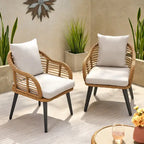 Poltrone Club da Esterno Tatiana in Vimini con Cuscini (Set di 2) di Christopher Knight Home