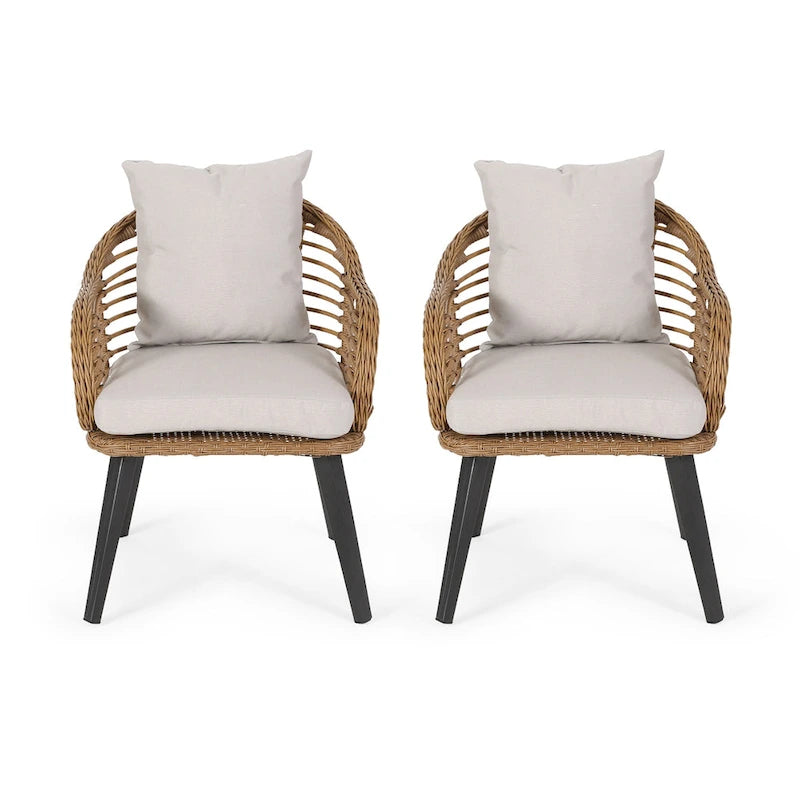 Poltrone Club da Esterno Tatiana in Vimini con Cuscini (Set di 2) di Christopher Knight Home