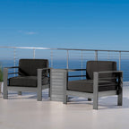 Set da Salotto da Esterno a 3 Pezzi in Alluminio Cape Coral con Cuscini di Christopher Knight Home