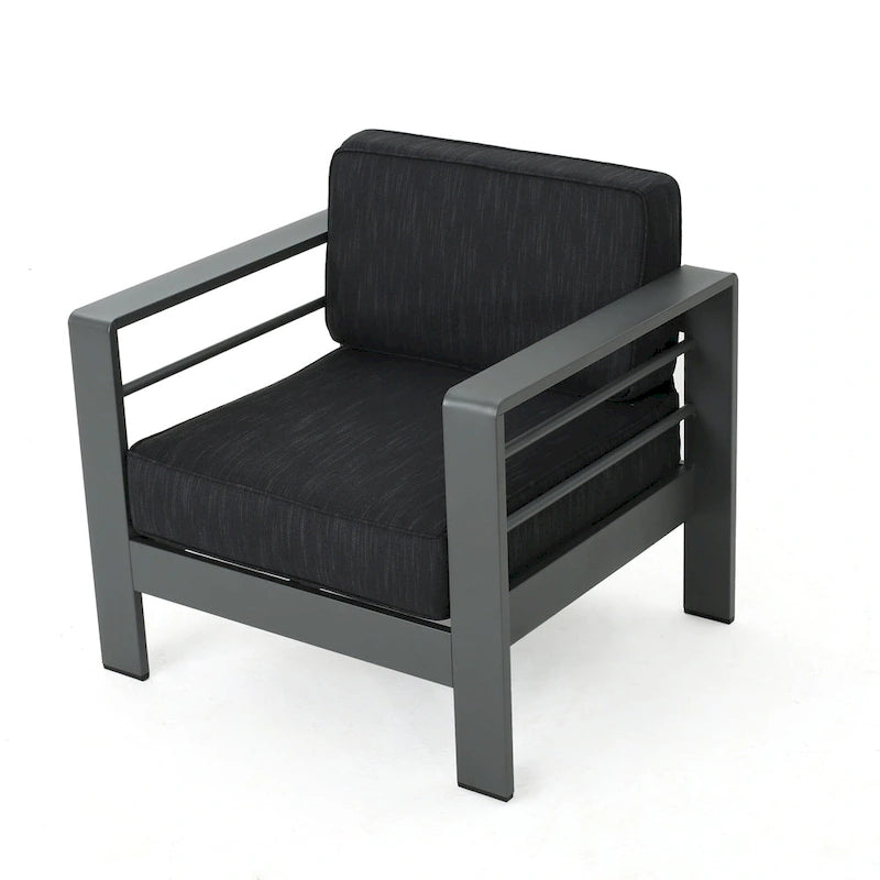 Set da Salotto da Esterno a 3 Pezzi in Alluminio Cape Coral con Cuscini di Christopher Knight Home
