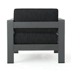 Set da Salotto da Esterno a 3 Pezzi in Alluminio Cape Coral con Cuscini di Christopher Knight Home