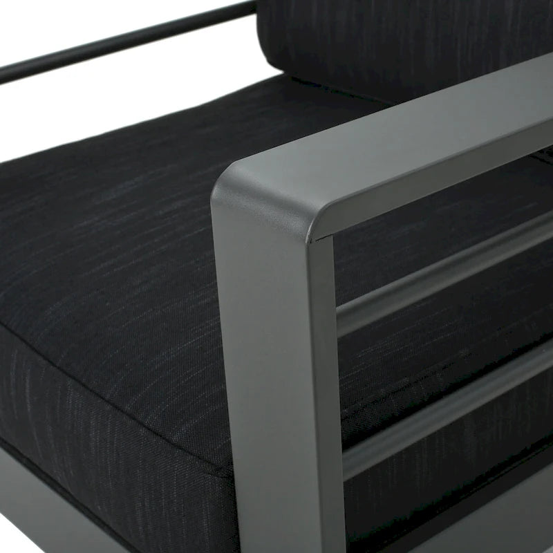 Set da Salotto da Esterno a 3 Pezzi in Alluminio Cape Coral con Cuscini di Christopher Knight Home
