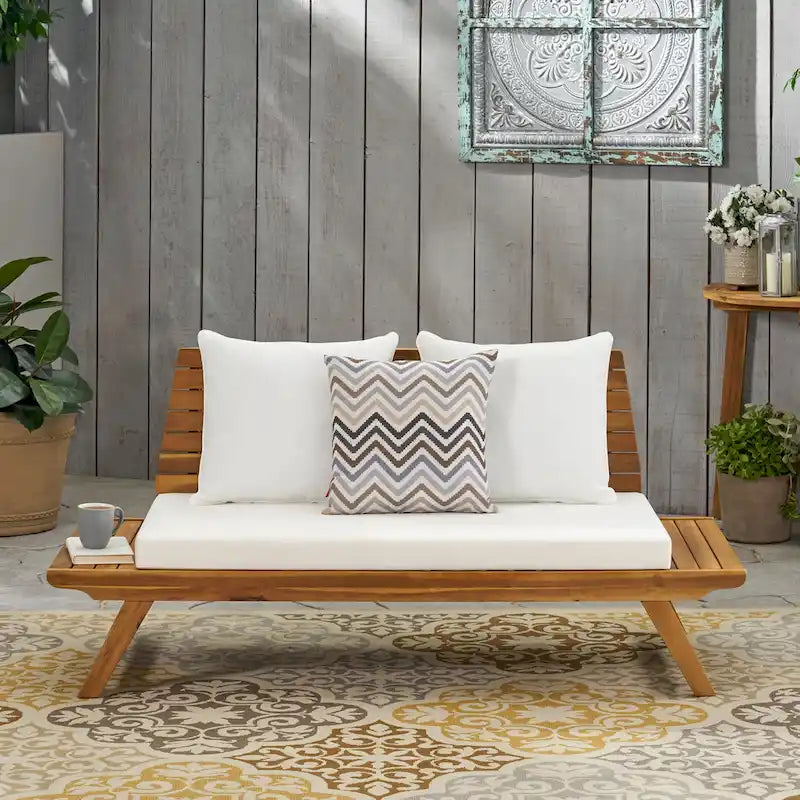 Causeuse d'extérieur rembourrée en acacia Sedona par Christopher Knight Home