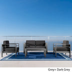 Ensemble de conversation 4 pièces Cape Coral en aluminium avec coussins par Christopher Knight Home