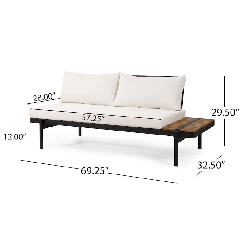 Set Divano Sezionale da Esterno a 5 Posti in Legno di Acacia con Cuscini Resistenti all'Acqua di Christopher Knight Home