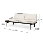 Set Divano Sezionale da Esterno a 5 Posti in Legno di Acacia con Cuscini Resistenti all'Acqua di Christopher Knight Home