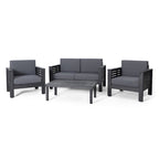 Louver Set da Esterno 4 Pezzi con Cuscini in Legno di Acacia di Christopher Knight Home