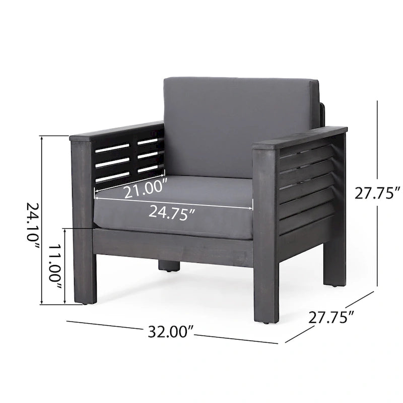 Louver Set da Esterno 4 Pezzi con Cuscini in Legno di Acacia di Christopher Knight Home