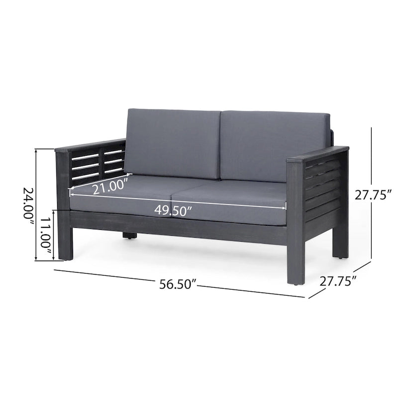 Louver Set da Esterno 4 Pezzi con Cuscini in Legno di Acacia di Christopher Knight Home