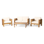 Louver Set da Esterno 4 Pezzi con Cuscini in Legno di Acacia di Christopher Knight Home